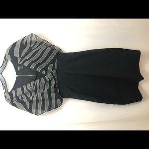 Black and gray zebra print dress with zipper detail